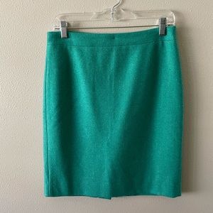 Teal j crew wool pencil skirt